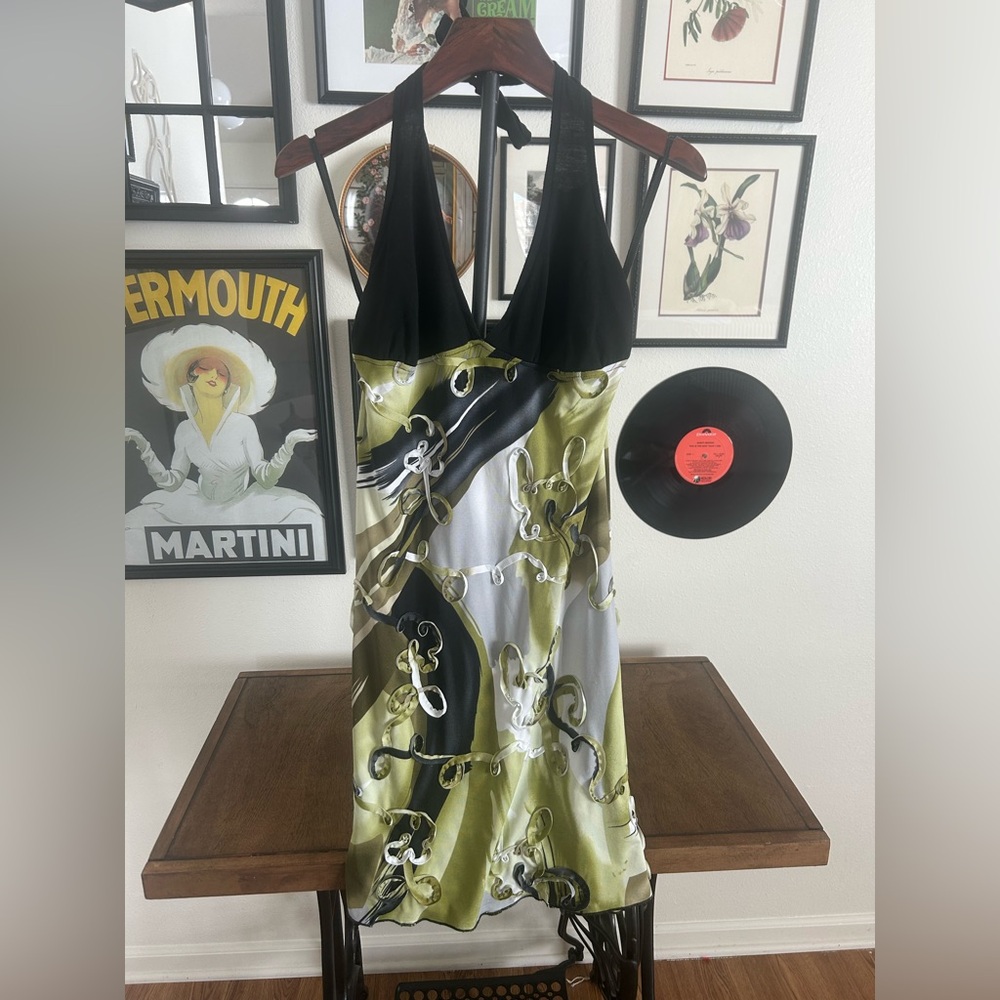 Black and Green Halter Top dress